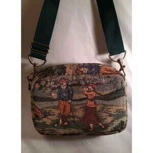 Vintage Tapestry Holdings Fine Accessories Golf Scene Travel Bag Shoulder Strap